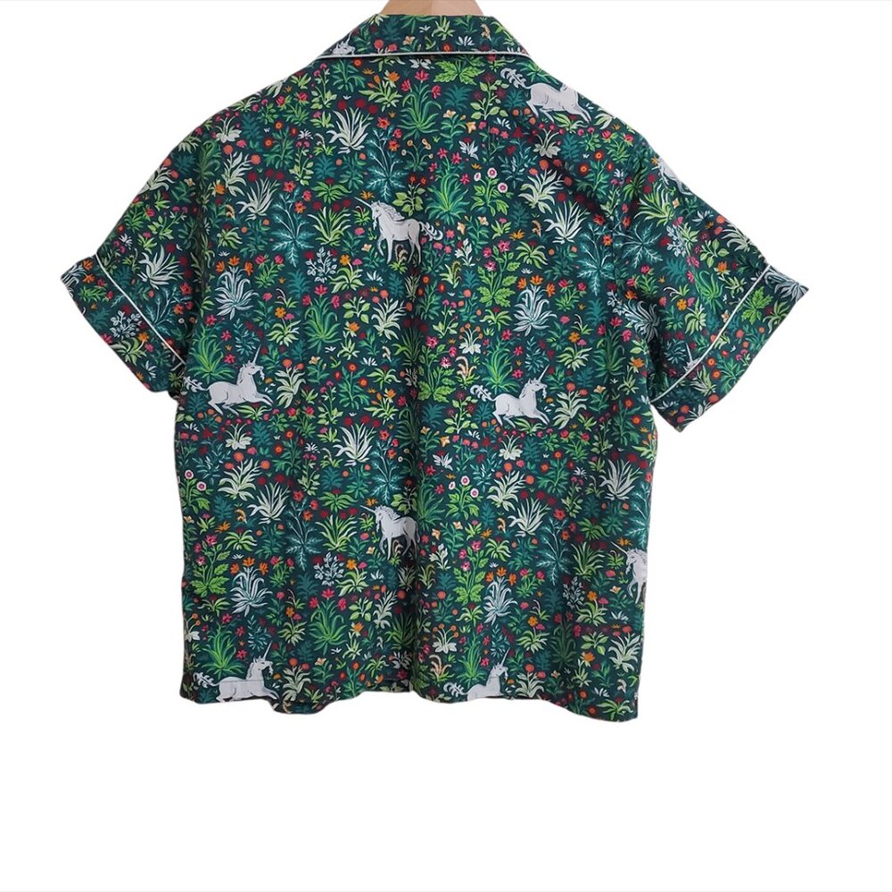 PrintFresh Pajama Top M Unicorn's Garden Juniper Organic Cotton Short Sleeve - Picture 3 of 13